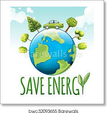 Utility rates have been increasing in recent years, as much as 15% in some areas of the united states. Save Energy Theme With Car And Trees Art Print Poster
