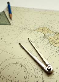 nautical chart and dividers stock photo image of coastline