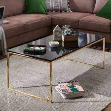 Bitte keine harten bürsten oder metallschwämme verwenden, da diese kratzer im metall verursachen. Wohnling Couchtisch Riva 120x45x60 Cm Metall Holz Sofatisch Schwarz Gold Design Wohnzimmertisch Rechteckig Stubentisch Mit Metallgestell Kaffeetisch Klein Wohnzimmer Loungetisch Modern