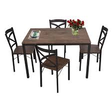 Rooms to go outlet offers an extensive inventory with incredible deals on all styles of discount dining tables. Karmas Product 5 Piece Dining Table Set For 4 Chairs Wood And Metal Kitchen Table Modern And Sleek Dinette Walmart Com Walmart Com