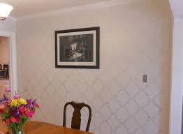 One time use custom stencil. Peahen Pad Stenciled Dining Room Wall