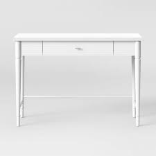 Black And White Wood Desk Cambridge Wood Writing Desk With Drawers White Threshold In 2020 Writing Desk With Drawers Desk With Drawers Turned Leg Desk