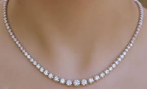 14k Tennis Necklace Diamond 16 40ct Graduated White Gold Clear Very Sparkly Tennis Necklace Diamond Tennis Necklace Diamond Necklace