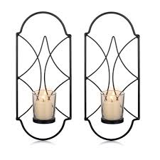 Check out our metal and glass candle holder selection for the very best in unique or custom, handmade pieces from our candleholders shops. Sziqiqi Metal Wall Sconce Candle Holder Decor Set Of 2 Wall Mounted Candle Sconces Holders With Glass Candle Sconces Holder For Wall Home Wall Art For Living Room Fireplace Yard Pathway Black