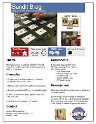 Bandit Brag Sell Sheet Playing Card Deck Deck Of Cards Brag
