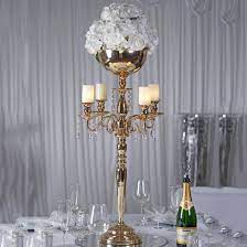 3 head votive crystal candle holders pillar table centerpiece for wedding dinner. 33 Tall Gold 4 Arm Metal Candelabra Votive Candle Holder Efavormart