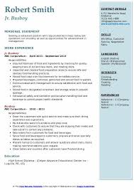 busboy resume samples qwikresume