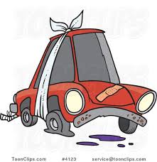Cartoon Beater Car With Bandages And Flat Tire 4123 By Ron Leishman A man removing a flat tire. flat tire 4123 by ron leishman