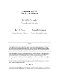 Pdf Leadership The Effective Use Of Power