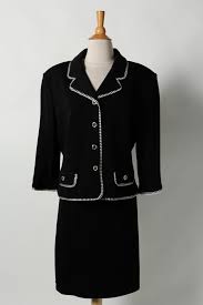 Black And White Suit Jacket Womens St John Collection Black White Trimmed Santana Knit Straight Skirt Suit Size 14 Blazers For Women Straight Skirt Skirt Suit