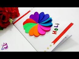 Sending someone a holi card is also a creative way to remind them of this yearly celebration. Holi Handmade Greeting Card How To Make Handmade Easy Card For Holi Holi Paper Crafts Queen S Greeting Card Craft Greeting Cards Handmade Easy Greeting Cards