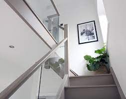Canyon Grey Oak Complete Staircase Renovation Home Stairs Design Glass Staircase Glass Stairs Design