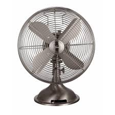 Hunter Retro 12 In 3 Speed Oscillating Table Fan With All Metal Construction In Brushed Nickel 90400 The Home Metal Construction Oscillating Fans Table Fan