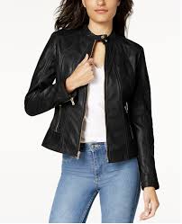 Guess Leather Moto Jacket Reviews Coats Women Macy S Leather Moto Jacket Chic Capsule Wardrobe Leather Jackets Women