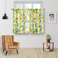 Amazon.com: Aimego Lemon Kitchen Curtains - Spring Country Farmhouse Rustic  Nature Fruit Leaves Short Cafe Tier Curtains for Living Dining Room Decor  Rod Pocket Window Drapes 36 Inch Length 2 Panels Set :
