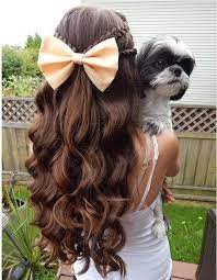 To make things funny, you can start with your head and have a new look for your long hair. Half Up Half Down Hairstyle With Curls And Braids Leading To A Big Bow I Love This Hairstyle Hair Styles Long Hair Styles Braided Hairstyles For Teens