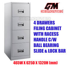 Grey four drawer cabinet including locking bar. 4 Drawers Metal Filing Cabinet With Lock