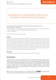 Pdf Discrimination Harassment And Racism In Finnish Lower Secondary Schools Nordic Journal Of Migration Research 9 1