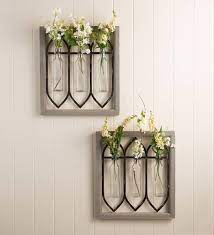 This Unique Wall Hanging Resembles A Vintage Wooden Window But Instead Of Panes It Holds Three Glass Vases Fill Window Panels Wooden Windows Wooden Wall Art