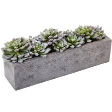 Nearly Natural Succulent Garden With Textured Concrete Planter 4544 The Home Depot Artificial Succulent Plants Planter Arrangements Concrete Planters