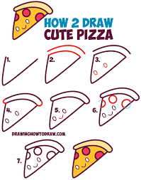 How To Draw Cute Kawaii Pizza Slice With Face On It Easy Step By Step Drawing Tutorial For Kids How To Draw Step By Step Drawing Tutorials Drawing Tutorials