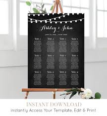 Wedding Seating Chart Template Instant Download String