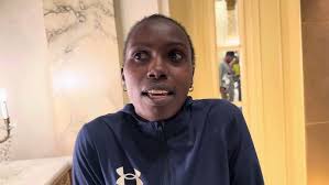 Sharon Lokedi after winning 2025 Boston Marathon