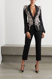 Black Embellished Twill Blazer Alexander Mcqueen In 2020 Alexander Mcqueen Alexander Mcqueen Clothing Mcqueen