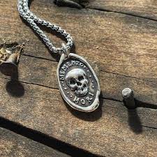 Double Sided Wax Seal Necklace Memento Mori Memento Vivere Wax Seal Necklace Wax Seal Pendant Memento Mori