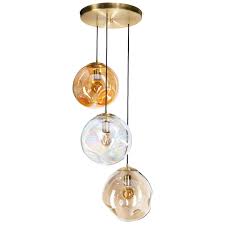When choosing pendant lighting, a good design trick is to measure the length and width of your room. Group Of 3 Coloured Glass Pendant Lights Blob Shaped Casa Lumi