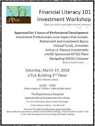 L A Teachers Financial Literacy Workshop Financial Literacy Literacy Workshops Investing For Retirement