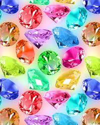 Bling Gemstone Light Multi Designer Digital Print Crystals Art Drawing Diamond Wallpaper Gemstones