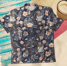 All men's hawaiian shirts have coconut buttons. Owl On A Branch Floral Vintage Hawaiian Shirt Coxprint