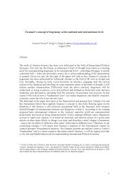 Pdf Gramsci S Concept Of Hegemony At The National And International Level