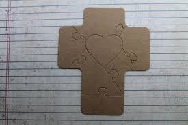 7 Piece Cross Shaped Jigsaw Puzzle With Heart Center Piece Bare Unfinished Chipboard Diecuts Shaped Jigsaw Puzzles Shape Puzzles Jigsaw Puzzles