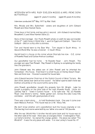 INTERVIEW WITH MRS. RUBY EVELEEN WOODS & MRS. IRENE DORA BUTTERFIELD (aged  81 years 9 months) (aged 85 years 9 months) I