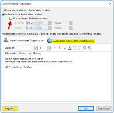 Hier kannst du noch beachten, ob du auf british english mit „dear sirs oder american english mit „gentlemen beginnst, da im schriftverkehr unterschiede bei anrede und gruß. So Legen Sie Eine Abwesenheitsnotiz In Microsoft Outlook 2016 2019 Fest