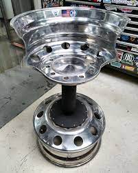 Comfortable Work Stool Made From A Old Set Alcoa Semi Truck Wheels Custom Stool Metalart Seat Wheelch Garage Furniture Car Part Furniture Automotive Decor