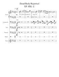 Reporting dead bodies in among us is an important gameplay mechanic. Dead Body Reported Among Us Sheet Music For Piano Violin Cello Tuba More Instruments Mixed Quintet Musescore Com