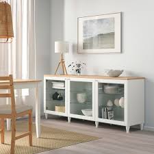 Besta Storage Combination With Doors White Ostvik Kabbarp White Clear Glass 180x42x76 Cm Ikea Ikea Living Room Storage Furniture
