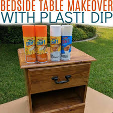 bedside table makeover with plasti dip