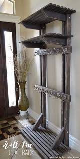 Building Extra Storage For Your Coats Is Easy With This Free Plan For A Diy Hall Tree Coat Rack Diy Coat Rack Tree Coat Rack Diy Storage Bench Plans