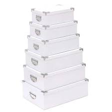 Les boudins de porte : Set De 6 Boites De Rangement Uni 48cm Blanc