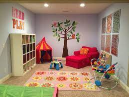 The shelves are arranged at the corners to create space in the room. 20 Stunning Basement Playroom Ideas House Design And Decor Baby Playroom Playroom Decor Kids Playroom Decor