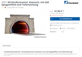 Ein tunnelportal für die spurweite tt aus schaustoff, höhe ca. Spur H0 Mit Led Spiegeleffekt Viessmann 5097 Strassentunnel Klassisch Tiefenwirkung H0 Novipo