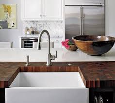 Jun 23, 2021 · butcher block countertops, white subway tile, and a kitchen island covered with reclaimed wood all bring farmhouse style to this urban loft by all & nxhing. Wood Countertops Pros And Cons Chicago Magazine