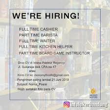 Lowongan Kerja Monomyth Cafe Bandung Juni 2019 Infolokerbandung Com Barista Belajar Periklanan