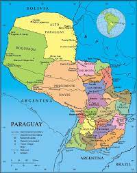 Cruz de la sierra 1 : Karten Von Paraguay Mit Strassenkarte Und Regionen