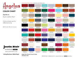 Angelus Acrylic Paint Color Chart Justin Blair Company