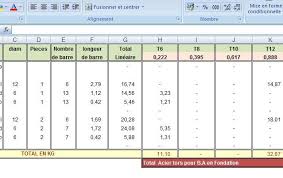 Exemple De Calcul Metre Ferraillage Sur Feuille Excel Suivant Les Diametres Des Barres D Acier T6 T8 T10 T12 T14 T16 T20 Calcul Beton Arme Calcul Beton